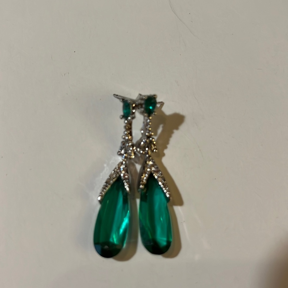 Post Crystal Green Dangle Earrings